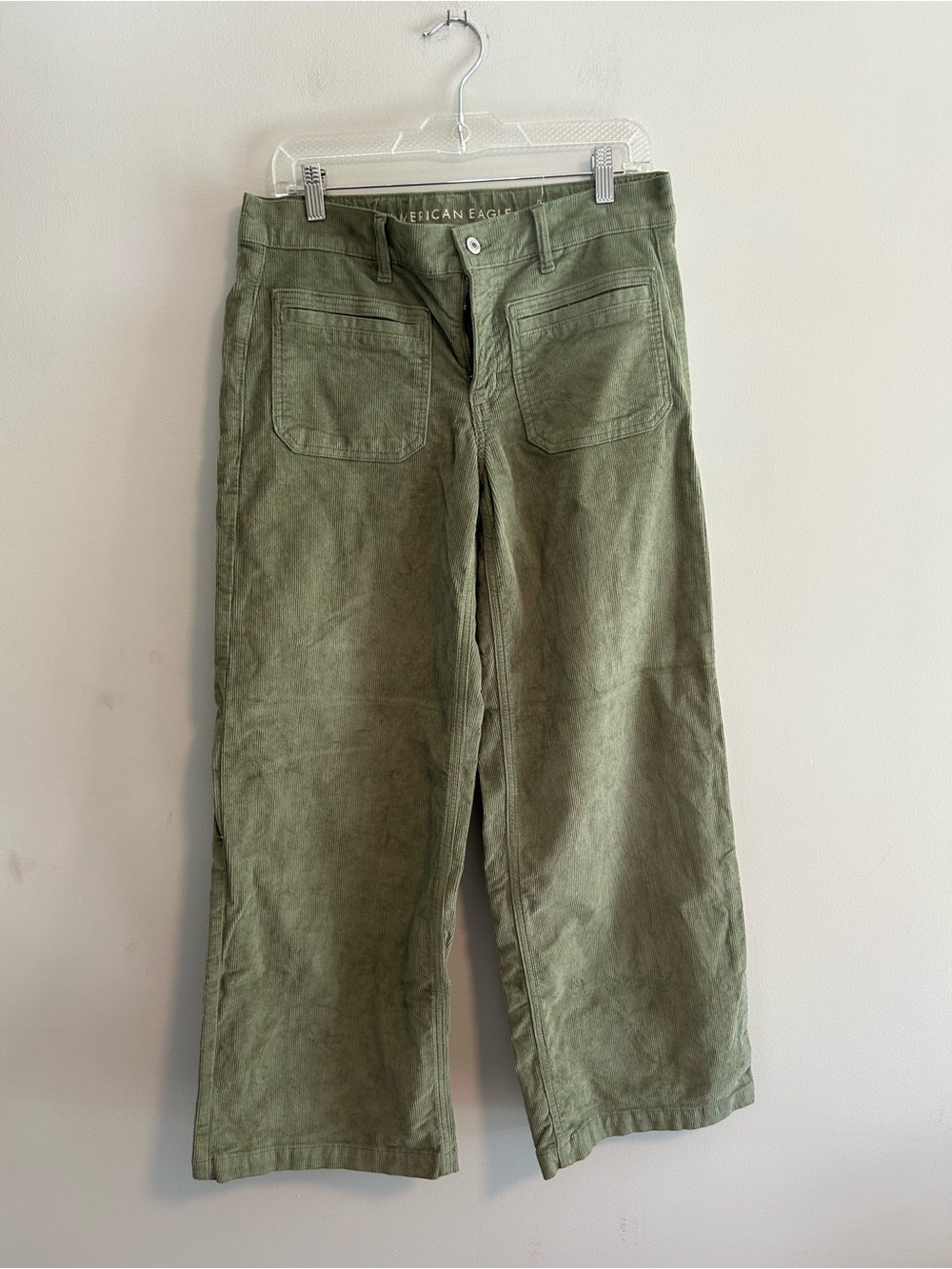 American Eagle Outfitters 6 Olive green corduroy low rise baggy Wide-Leg Pants